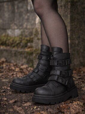 Rave Cosplay Platform Strapped Gothic Boots Halloween Costume Biker Grunge
